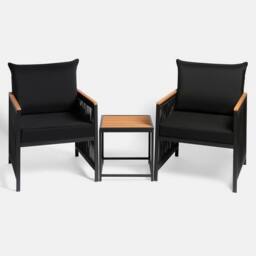 OHS Dubai Luxe Bistro Set 2 Seater Garden Furniture Patio Table Chair in Black - thumbnail 4