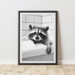 60 SECOND MAKEOVER Raccoon In The Bath Animal Print - Size: A4 - thumbnail 1
