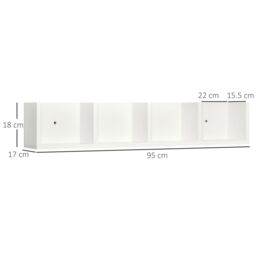 HOMCOM Wooden Wall-Mounted Storage Media Display Shelf Center Rack in White - thumbnail 3