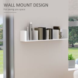 HOMCOM Wooden Wall-Mounted Storage Media Display Shelf Center Rack in White - thumbnail 4