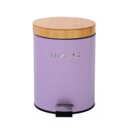 simpa 5L Soft-Closing Pedal Dustbin with Bamboo Lid in Lilac - thumbnail 1