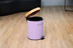 simpa 5L Soft-Closing Pedal Dustbin with Bamboo Lid in Lilac - thumbnail 2
