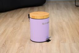simpa 5L Soft-Closing Pedal Dustbin with Bamboo Lid in Lilac - thumbnail 3