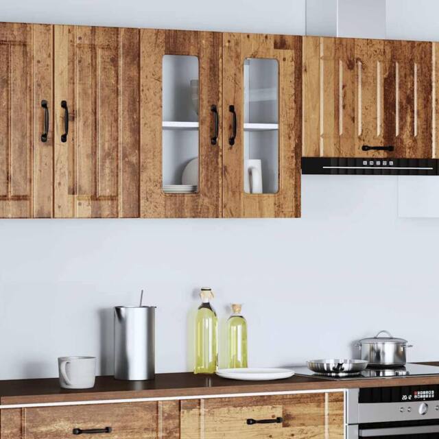 Berkfield Home Kitchen Wall Cabinet with Glass Door Kalmar Old Wood Engineered Wood in Brown - image 1