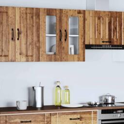 Berkfield Home Kitchen Wall Cabinet with Glass Door Kalmar Old Wood Engineered Wood in Brown