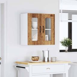 Berkfield Home Kitchen Wall Cabinet with Glass Door Kalmar Old Wood Engineered Wood in Brown - thumbnail 4