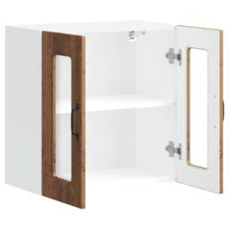 Berkfield Home Kitchen Wall Cabinet with Glass Door Kalmar Old Wood Engineered Wood in Brown - thumbnail 6