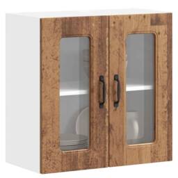 Berkfield Home Kitchen Wall Cabinet with Glass Door Kalmar Old Wood Engineered Wood in Brown - thumbnail 2