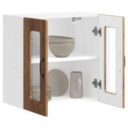 Berkfield Home Kitchen Wall Cabinet with Glass Door Kalmar Old Wood Engineered Wood in Brown - thumbnail 5