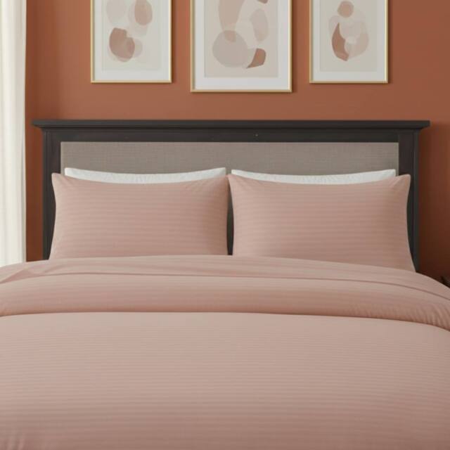 Snug City Microfibre Soft Touch Satin Stripe Housewife Pillowcase Pair in Pink - image 1