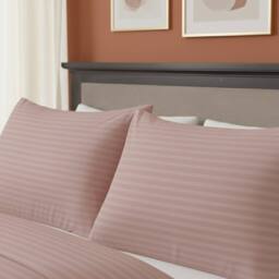 Snug City Microfibre Soft Touch Satin Stripe Housewife Pillowcase Pair in Pink - thumbnail 2