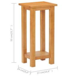 Berkfield Home Side Table 27x24x55 cm Solid Oak Wood in Brown - Size: 27 x 24 x 55 cm - thumbnail 6