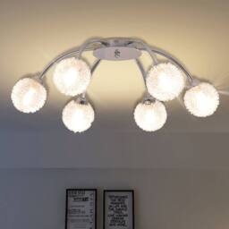Berkfield Home Ceiling Lamp with 6 LED Bulbs G9 240 W in Silver - thumbnail 2