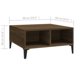 Berkfield Home Coffee Table Brown Oak 60x60x30 cm Engineered Wood - Size: 60 x 60 x 30 cm - thumbnail 6