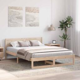 Berkfield Home Bed Frame Natural Pine Wood 150 x 200 cm Simplistic Bed Frame in Beige - thumbnail 4