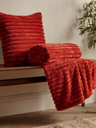 Catherine Lansfield 'Cosy Ribbed' Cushion in Burnt Orange - Size: 45 cm x 45 cm - thumbnail 3