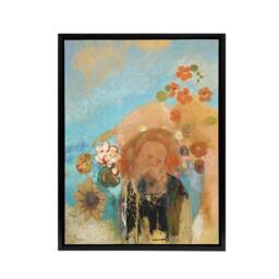 "Artery8 Evocation of Roussel Floral Portrait Redon Black Framed Canvas Art in Blue - Size: W12"" x H16""" - thumbnail 1