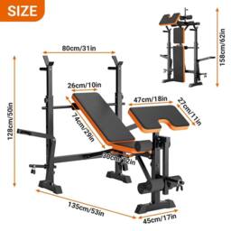FLAVORA 600lbs Weight Bench Adjustable Bench Press Set in Black - Size: 0-12 m - thumbnail 2