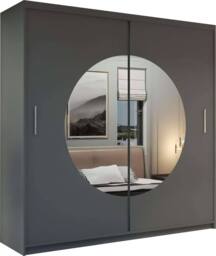 MN Furniture Milos Sliding Wardrobe with Mirror-LED Light W203cm x H217cm in Grey - thumbnail 2