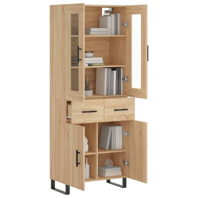 Berkfield Home Highboard Sonoma Oak 69.5x34x180 cm Engineered Wood in Tan - image 1