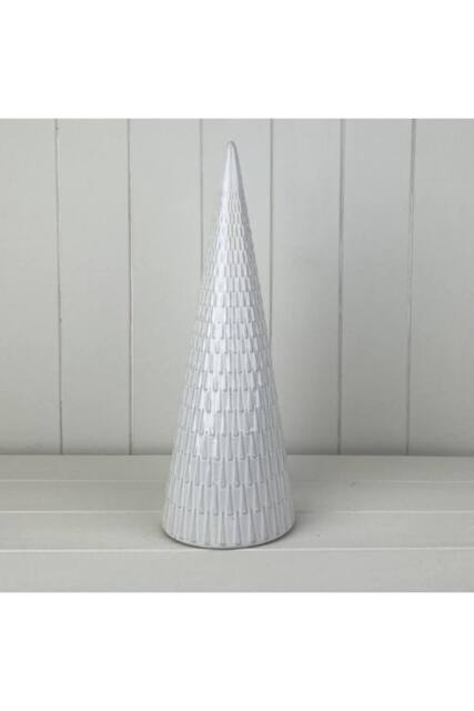 KDMD White Ceramic Tree Oranament with Textured Detail - image 1