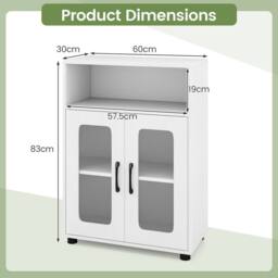 Costway Bathroom Cabinet Freestanding Cabinet w/ 2 Doors Storage Organizer in White - thumbnail 2