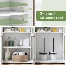 Costway Bathroom Cabinet Freestanding Cabinet w/ 2 Doors Storage Organizer in White - thumbnail 3