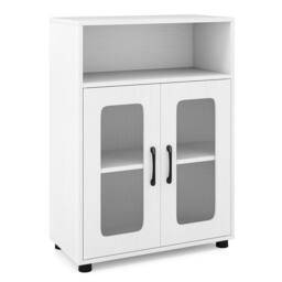 Costway Bathroom Cabinet Freestanding Cabinet w/ 2 Doors Storage Organizer in White - thumbnail 5
