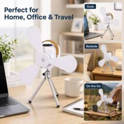 BluCore remote control mini portable table ceiling fan charge with UBC C in White - thumbnail 2
