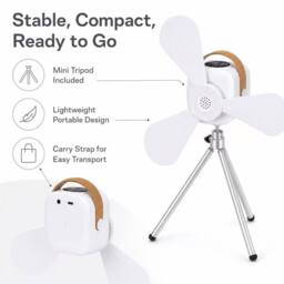 BluCore remote control mini portable table ceiling fan charge with UBC C in White - thumbnail 4