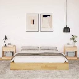Berkfield Home Bed Frame without Mattress 140x200 cm Solid Wood Oak in Brown - thumbnail 4
