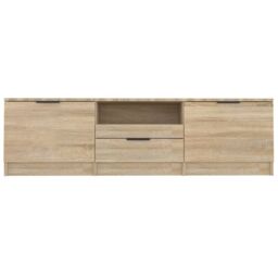 Berkfield Home TV Cabinet Sonoma Oak 140x35x40 cm Engineered Wood in Brown - Size: 140 x 35 x 40 cm - thumbnail 4