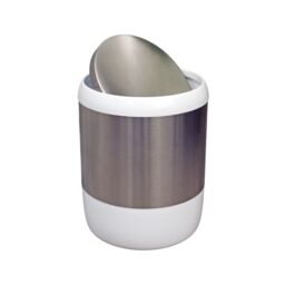 Showerdrape Elite White Satin Stainless Steel Bathroom Swing Bin, 6L - thumbnail 3