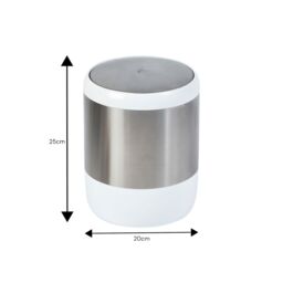 Showerdrape Elite White Satin Stainless Steel Bathroom Swing Bin, 6L - thumbnail 2