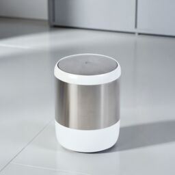 Showerdrape Elite White Satin Stainless Steel Bathroom Swing Bin, 6L - thumbnail 1