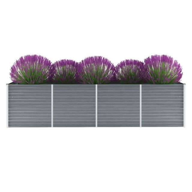 Berkfield Home Garden Raised Bed Galvanised Steel 320x80x77 cm Grey - Size: 320 x 80 x 77 cm - image 1
