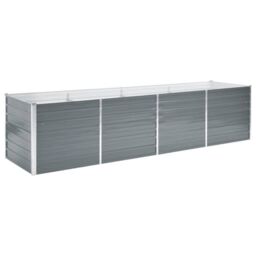 Berkfield Home Garden Raised Bed Galvanised Steel 320x80x77 cm Grey - Size: 320 x 80 x 77 cm - thumbnail 2