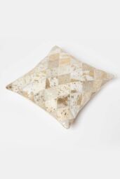 Homescapes Geometric Diamond Leather Cushion 45 x 45 cm in Grey - Size: 45 cm x 45 cm - thumbnail 5
