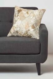 Homescapes Geometric Diamond Leather Cushion 45 x 45 cm in Grey - Size: 45 cm x 45 cm - thumbnail 2