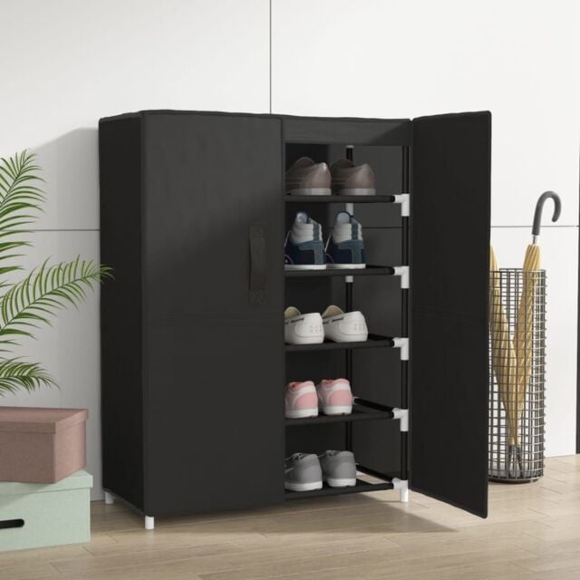Berkfield Home Shoe Cabinet Black 60x28x90 cm Fabric - Size: 60 x 28 x 90 cm - image 1
