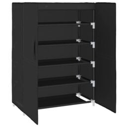 Berkfield Home Shoe Cabinet Black 60x28x90 cm Fabric - Size: 60 x 28 x 90 cm - thumbnail 4