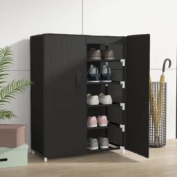 Berkfield Home Shoe Cabinet Black 60x28x90 cm Fabric - Size: 60 x 28 x 90 cm