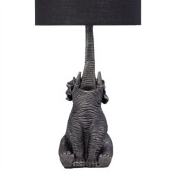 First Choice Lighting Elephant - Black Resin Table Lamp With Black Fabric Shade - thumbnail 2