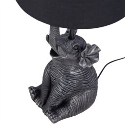 First Choice Lighting Elephant - Black Resin Table Lamp With Black Fabric Shade - thumbnail 3