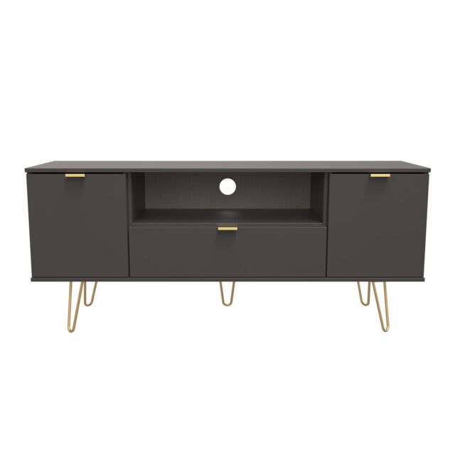 Ready Assembled 2 U Fuji 2 Door 1 Drawer Wide TV Unit (Ready Assembled) in Dark Grey - Size: Large - image 1