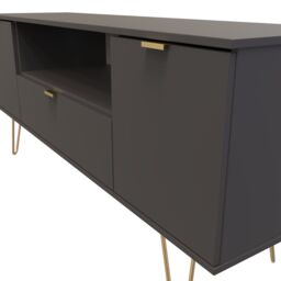 Ready Assembled 2 U Fuji 2 Door 1 Drawer Wide TV Unit (Ready Assembled) in Dark Grey - Size: Large - thumbnail 4
