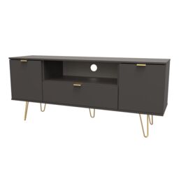 Ready Assembled 2 U Fuji 2 Door 1 Drawer Wide TV Unit (Ready Assembled) in Dark Grey - Size: Large - thumbnail 3