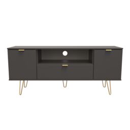 Ready Assembled 2 U Fuji 2 Door 1 Drawer Wide TV Unit (Ready Assembled) in Dark Grey - Size: Large - thumbnail 1