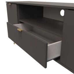 Ready Assembled 2 U Fuji 2 Door 1 Drawer Wide TV Unit (Ready Assembled) in Dark Grey - Size: Large - thumbnail 5
