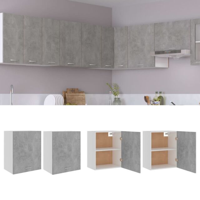 Berkfield Home Hanging Cabinets 2 pcs Concrete Grey 50x31x60 cm Engineered Wood - Size: 50 x 31 x 60 cm - image 1